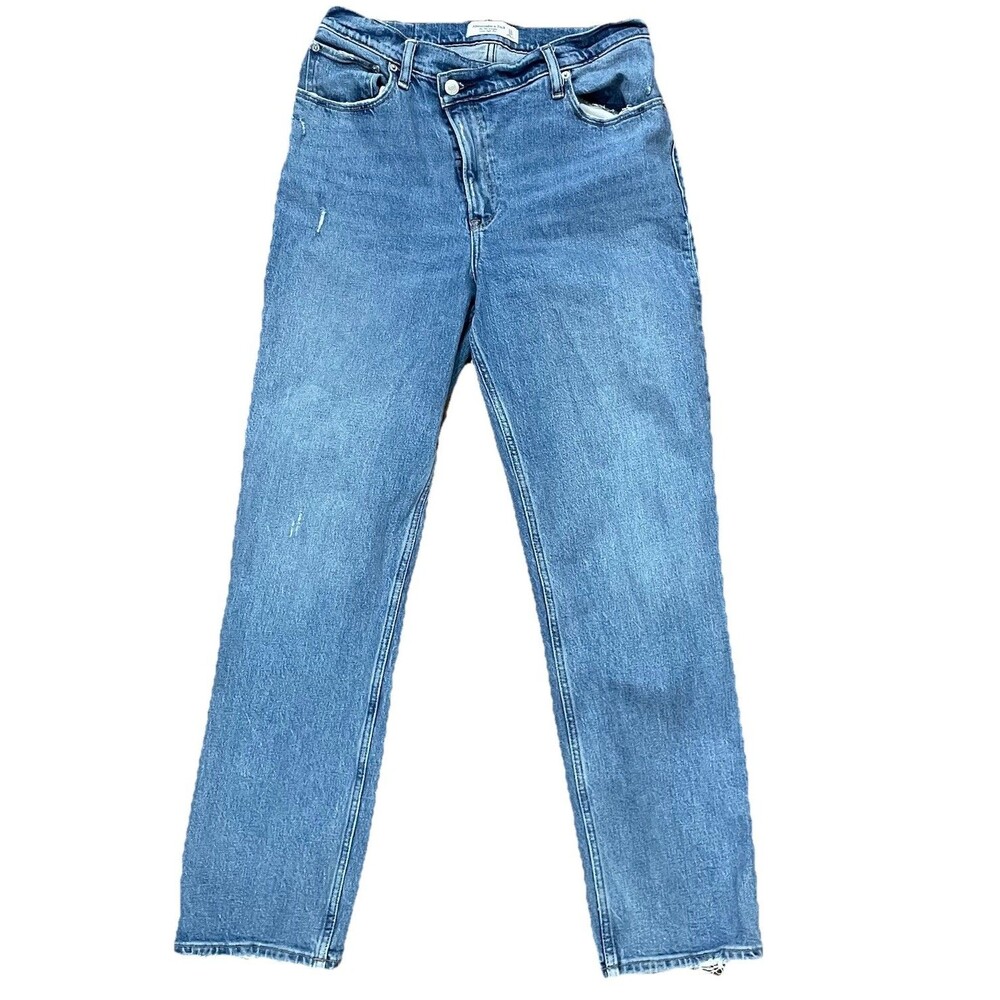 Abercrombie & Fitch The 90s Straight Ultra High Rise Light Wash Jeans 31/12R
